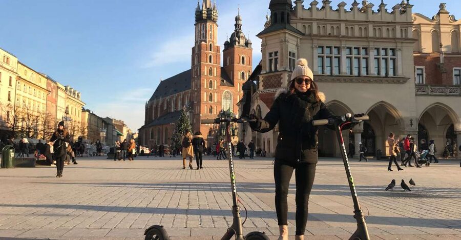 Electric Scooter Tour Krakow - Riding setup: helmets, warm gloves, and first-time scooter confidence